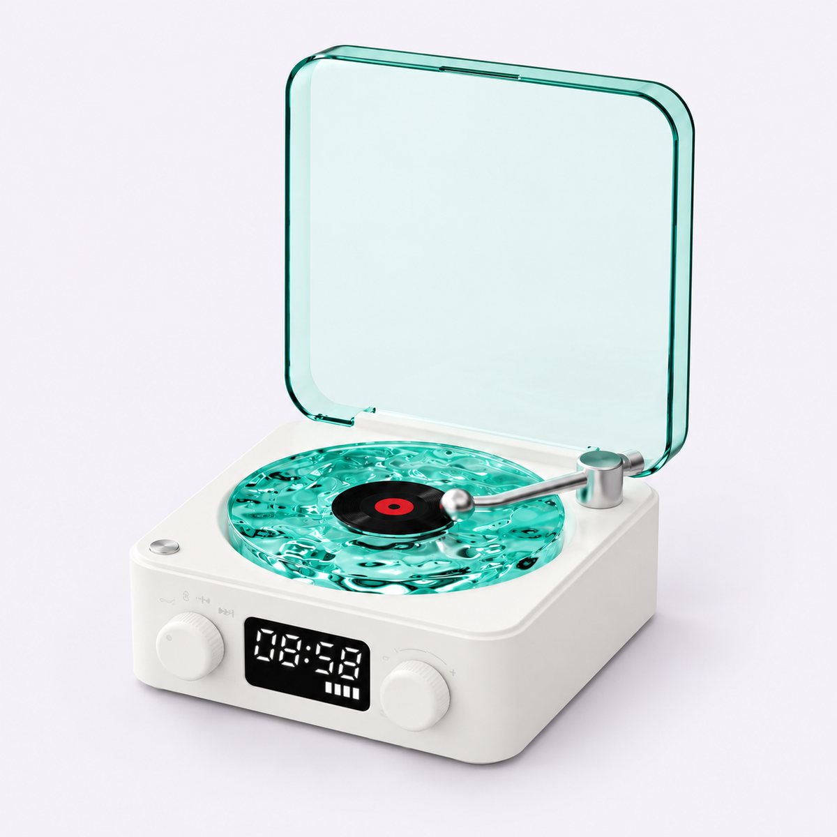 VinylWave Retro Wave speaker in white — studio view